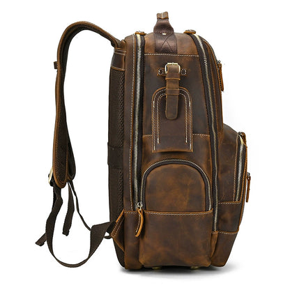 European and American-Style Retro Large Capacity First Layer Cowhide Backpack