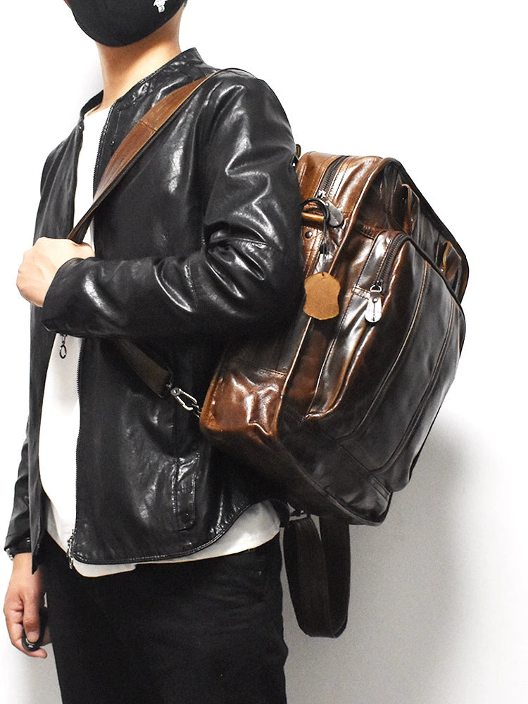 Travel British Retro Leather Men's Three-Purpose Backpack