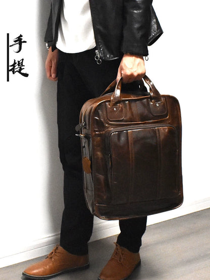 Travel British Retro Leather Men's Three-Purpose Backpack