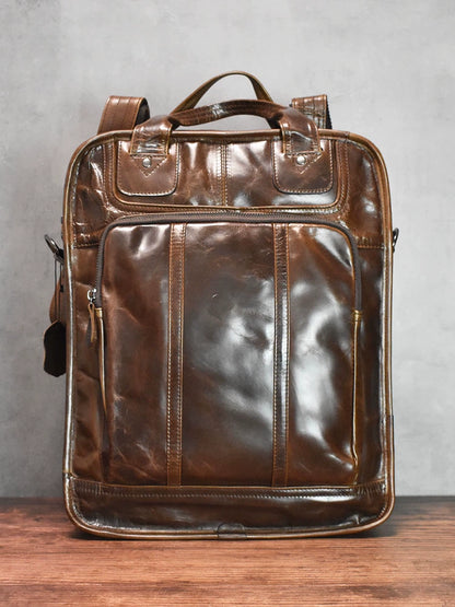 Travel British Retro Leather Men's Three-Purpose Backpack