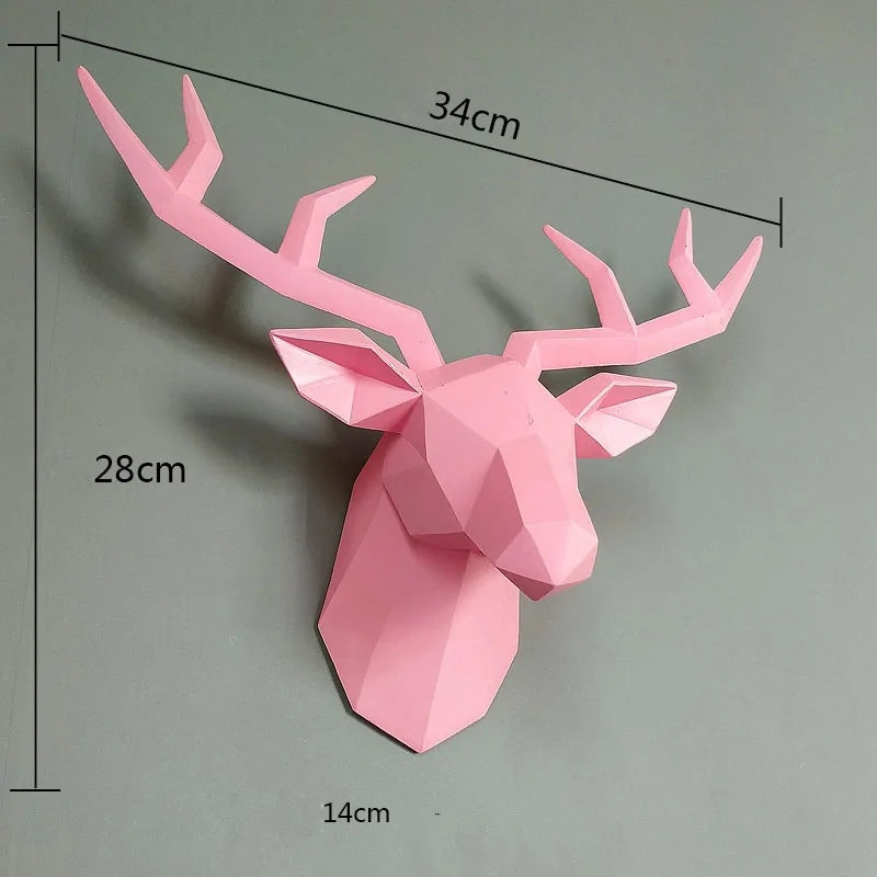 Modern 3D Deer Head Wall Sculpture.