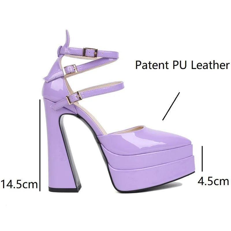 Ochanmeb INS Trendy Celebrity Runway Shoes Women Extremely High Heels Red Black Purple Platforms Pumps Woman Party Prom Footwear