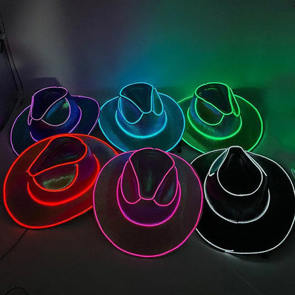 Bride Cowgirl Hat Glowing Light Bar Cap Bachelorette Party Supplies Wireless Disco Luminous Led Flashing Neon Western Cowboy Hat