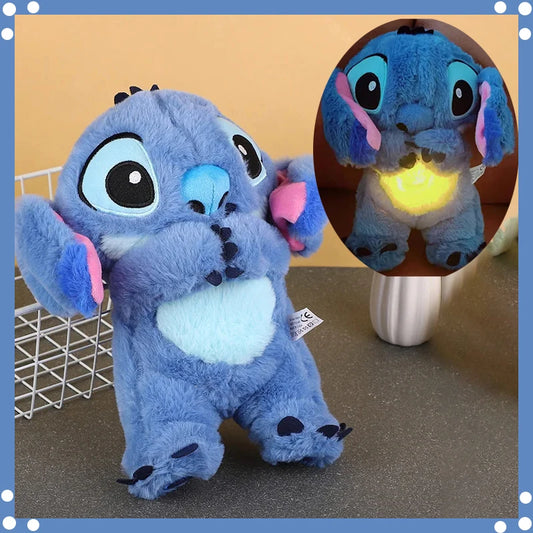 Kawaii Stitch Plush Doll Baby Sleeping Companion Sound Soothing Musical  Kawaii With Air Bag and Light Doll Breathing Toys Gifts