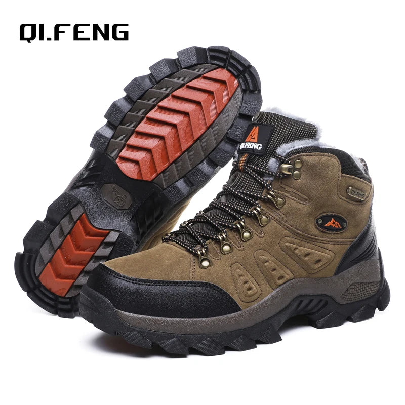 36-48 Autumn Winter Men Women Ankle Boots Leather Tactical Shoes New Plus Anti-Skidding Classical Walking Footwear Summer Hiking