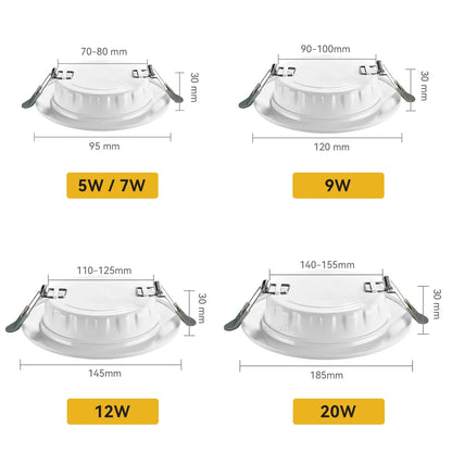 LED Downlight  AC 220V Recessed LED Ceiling Lamp Round Decoration  5W 7W 9W 12W 20W LED Spot Down Lighting 4000K/6500K