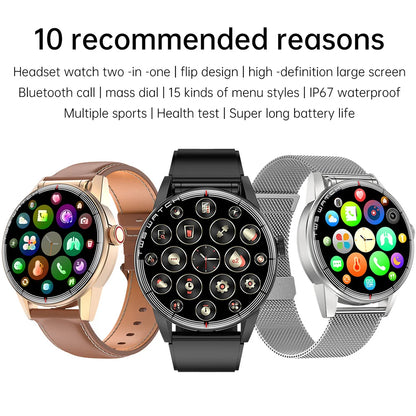 GEJIAN R6 Headset Smart Watch Two In One X7 Upgrade Version Ultra-thin 1.32 Full-Touch Large Screen IP67 Waterproof Metal Shell