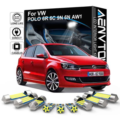 AENVTOL Canbus Fit for VW POLO MK6 AW1 BZ1 MK5 6R 6C MK4 9N 9N3 MK3 6N1 6N2 1995-2021 Interior LED Light Kit + Install Tool