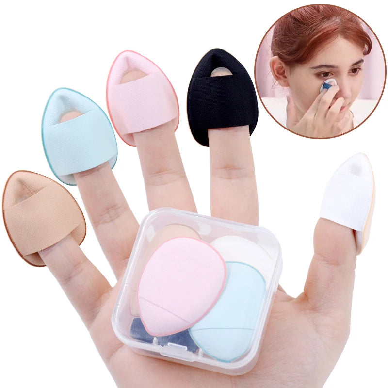 5/10 Pcs Mini Finger Puff Foundation – Small Air Cushion Powder Sponge | Face Concealer & BB Cream Cosmetic Applicator | Makeup Tools.