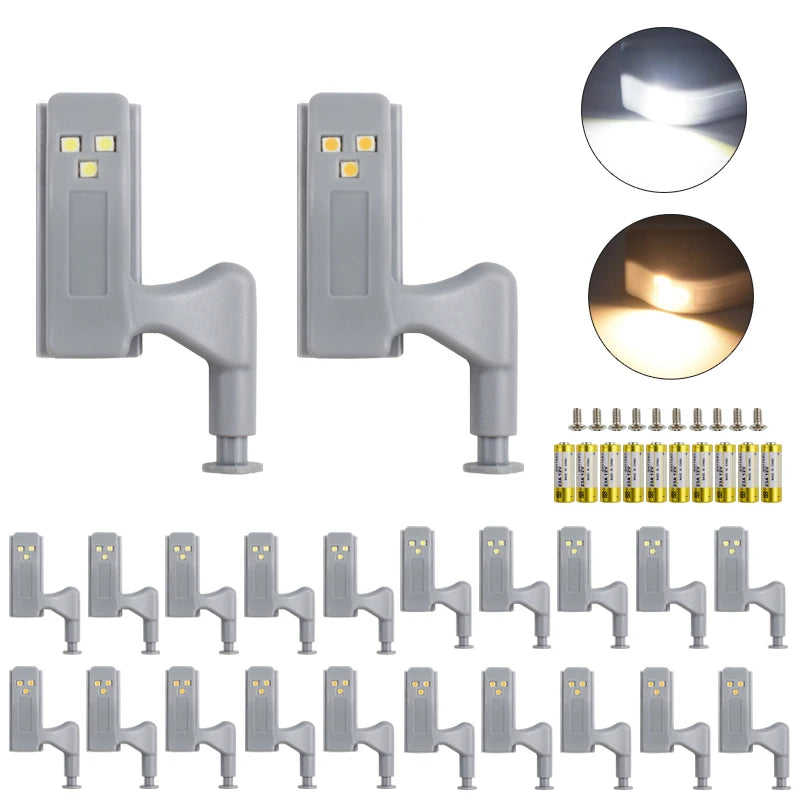 10pcs Led Motion Sensor Cabinet Light Cupboard Closet Wardrobe Door Inner Hinge Night Lamp for Kitchen Bedroom with Battery