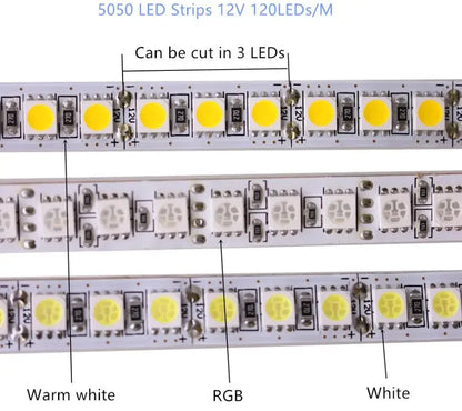 DC12V 24V 5M 5050 60/120LEDs/m RGB CCT NW 4000K 5025 LED Strip RGBW RGBWW white  RGB LED Light Strips Flexible Tape