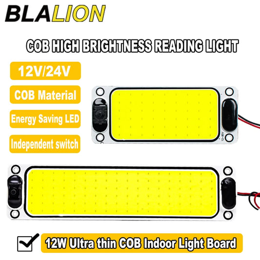 BLALION LED 12-24V Car Interior Lighting Reading Strip Light Interior Light Ceiling Lamp with On Off Switch for Van Lorry Truck