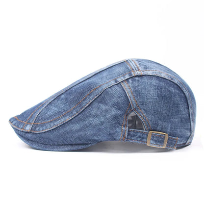 Denim Beret Caps for Women Men's Peaked Cap Vintage Unisex Jeans Berets Newsboy Hat Spring Summer Casual Adjustable Plaid Hats