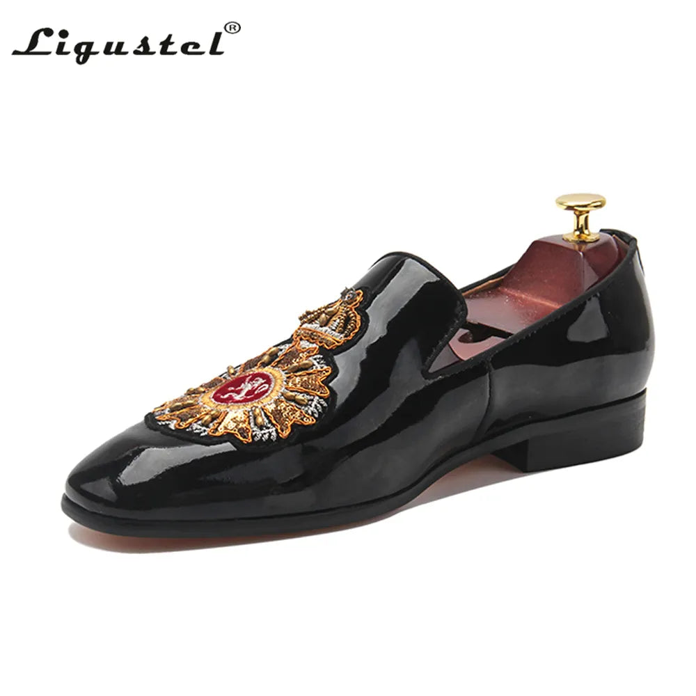 Ligustel Shoes Men Original Loafers Men Luxury Wedding Party Red Bottom Shoes for Men Designer Black Formal Dress Plus Size 13