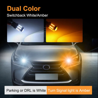 1pcs Dual Color T20 LED 7443 W21/5W Bulb 1157 BAY15D 45Smd Led T25 3157 P27/7W Car DRL Turn Signal Lamp Auto Lights Bulb Switch