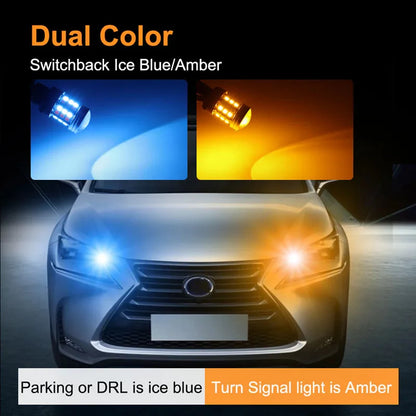 1pcs Dual Color T20 LED 7443 W21/5W Bulb 1157 BAY15D 45Smd Led T25 3157 P27/7W Car DRL Turn Signal Lamp Auto Lights Bulb Switch