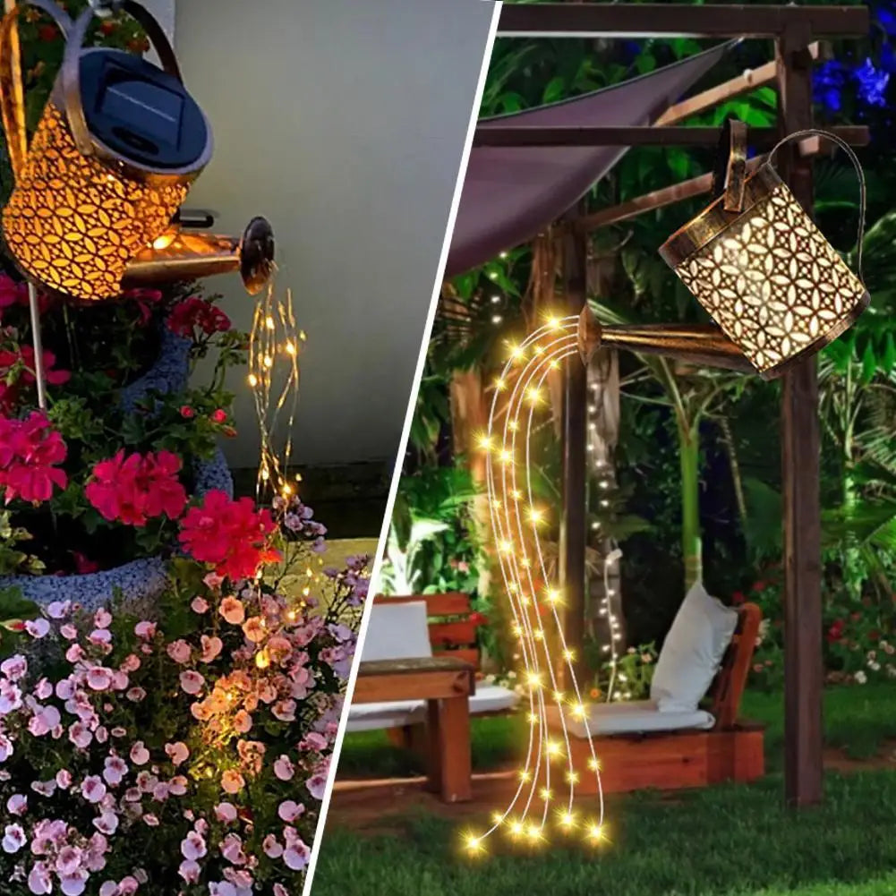 Solar LED Garden Lawn Lamp Creative Watering Can Sprinkles Shower Projection Light Decoration Outdoor Gardening Lawn Lamps