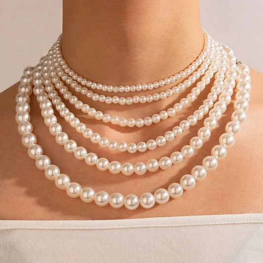 Handmade Vintage Round Pearl Choker Necklace - Adjustable Sizes