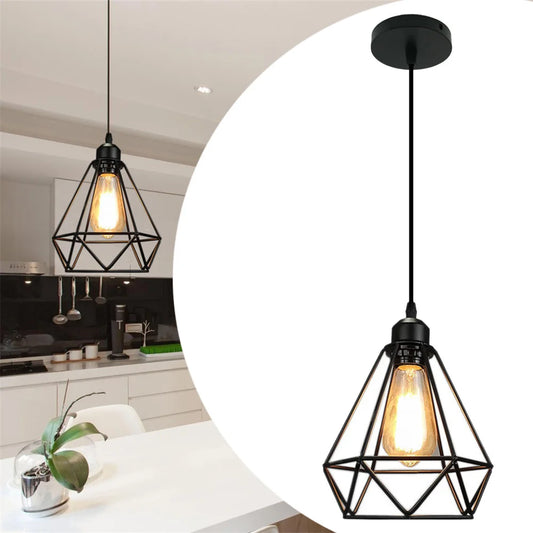 Rustic Industrial Pendant Lamp Geometry Iron Pendant Lights Kitchen Island Lamp Pendant Loft Cafe Shop Hanging Lighting Fixtures