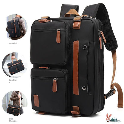 Hand-Carrying Backpack Dual-Use Multifunctional Canvas Briefcase 17.3-Inch Computer Bag 15.6-Inch Business Men Backpack