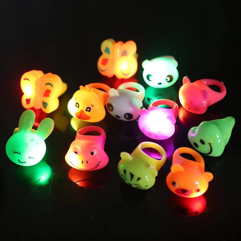 36Pcs LED Light Up Ring Bumpy Rings Flashing LED Bumpy Jelly Ring Light-Up Toy Birthday Rewards Treasure Toy Glow Party Supplies