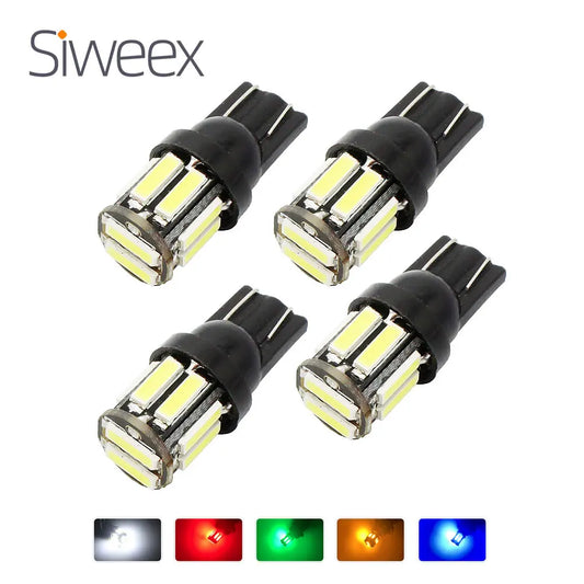 4Pcs W5W 10-7020 SMD Car T10 LED 194 168 Wedge Replacement Reverse Instrument Panel Lamp White Blue Bulbs For Clearance Lights