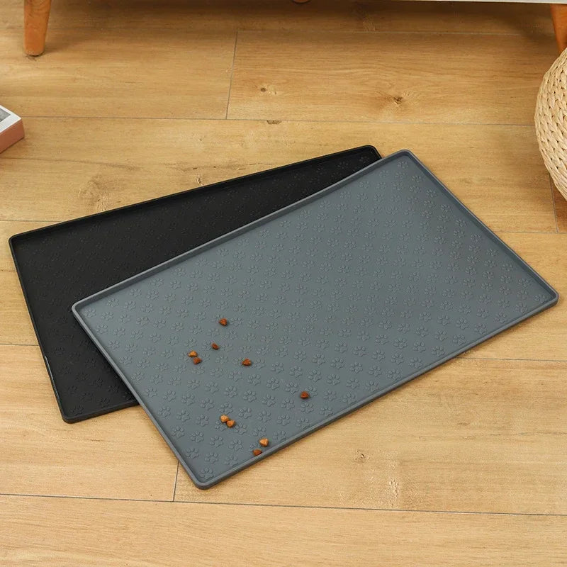 Pet Placemat Pet Food Mat Dog Cat Feeding Mat Silicone Dog Dish Mats for Floors Waterproof Slip Dog Bowl Mat with Raised Edges