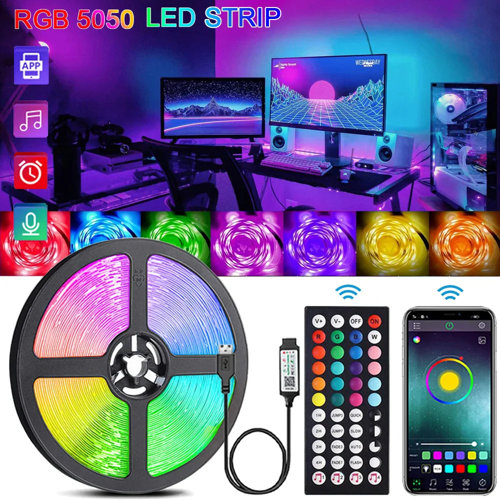 RGB 5050 LED Strip Lights Music Sync WS2812b USB 5V Remote Control Led Ribbon Flexible Lamp For Room Party TV Desk Bedroom Decor