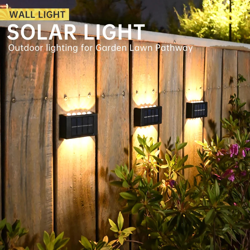 10/8/6/4/2 LED Solar Wall Lamp Outdoor Waterproof Up and Down Luminous Lighting for Garden Fence Decoration Sunlight Light