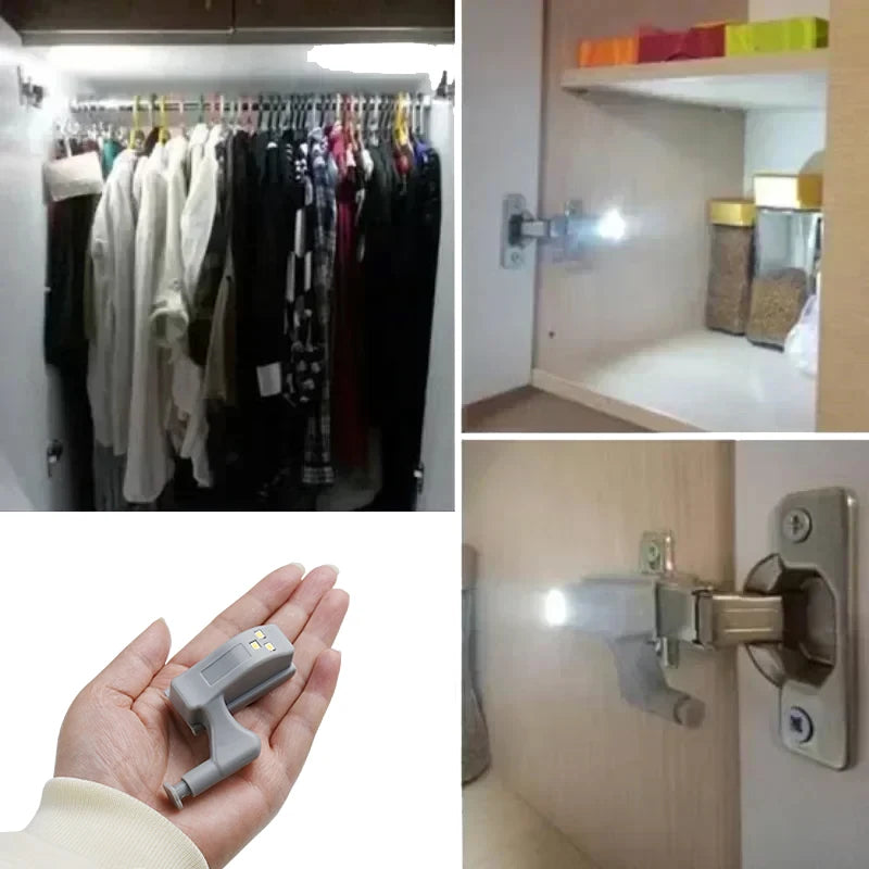 10pcs Led Motion Sensor Cabinet Light Cupboard Closet Wardrobe Door Inner Hinge Night Lamp for Kitchen Bedroom with Battery