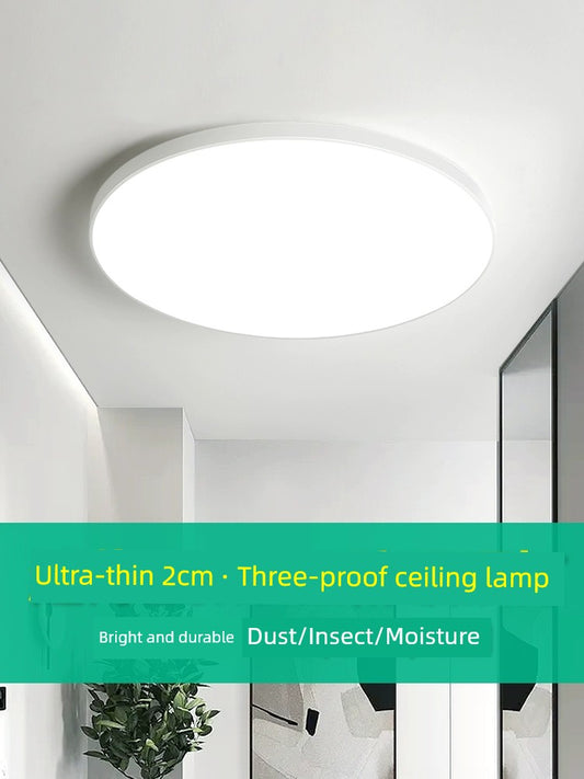 LED Ultra-Thin Three-Proof Ceiling Light round Waterproof Bathroom Bathroom Balcony Bedroom Kitchen Light Aisle Corridor Light