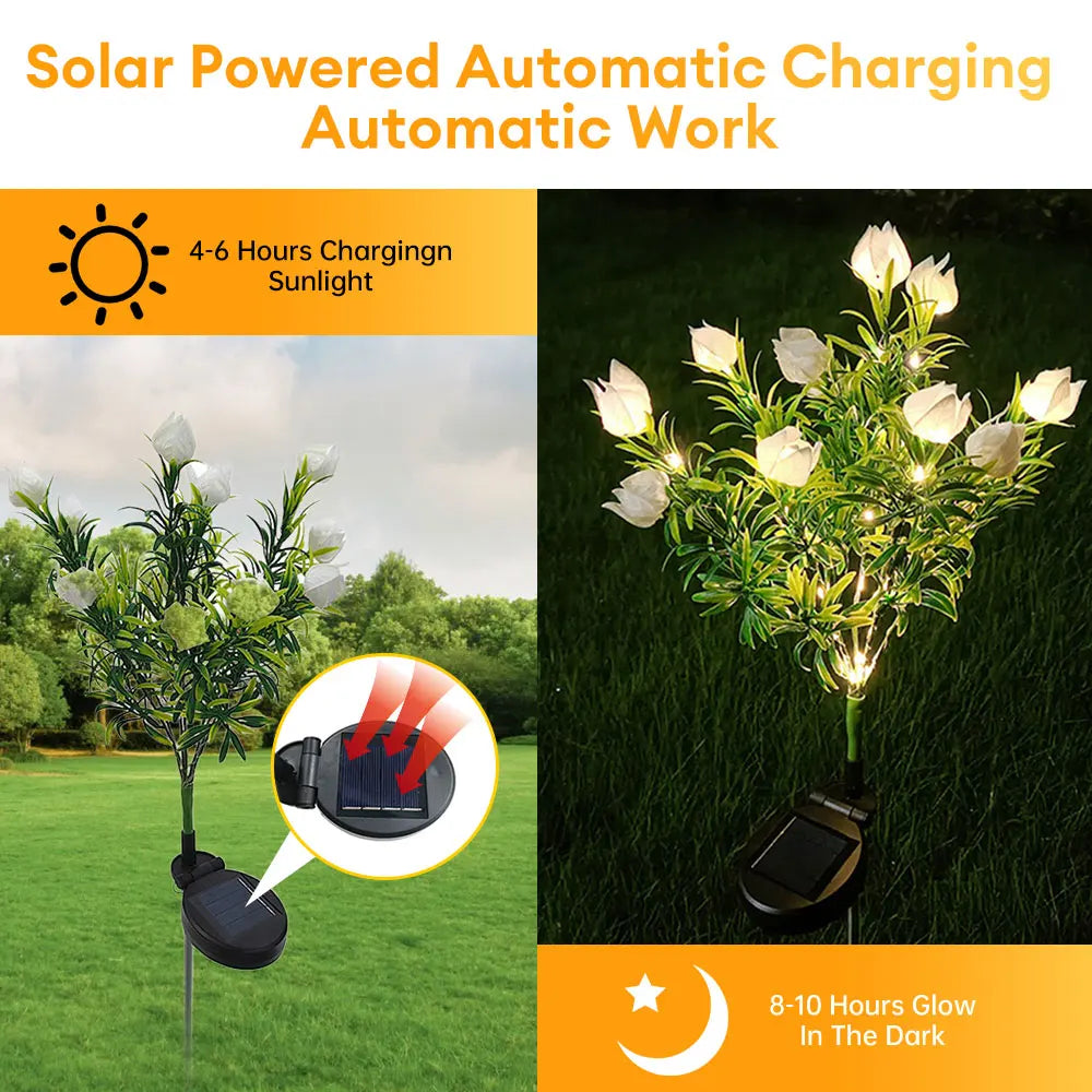 1PC Solar Garden Lantern Flower Lights 42LED Artificial Flower Solar Lamp Outdoor Garden Decorative Solar Powered Flower Light