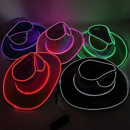 Bride Cowgirl Hat Glowing Light Bar Cap Bachelorette Party Supplies Wireless Disco Luminous Led Flashing Neon Western Cowboy Hat