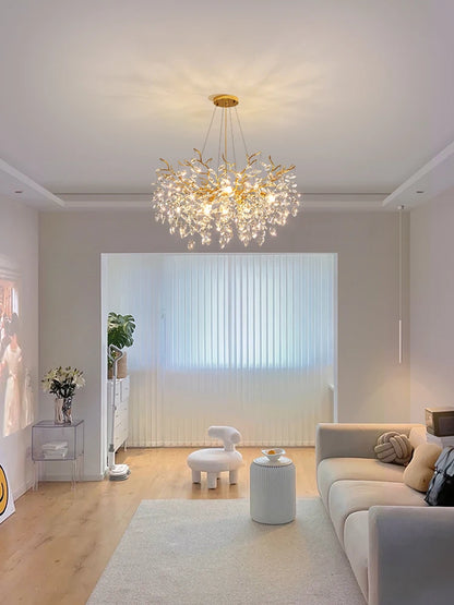 Christmas Water Drop Chandelier Used For Dining  Living Room Bedroom Study Room Golden Dimmable Remote Control Home Decoration