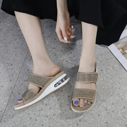 New Summer Women Wedge Sandals Women Footwear Platform Slip On Walking Shoes Ladies Open Toe Beach Slippers free shipping