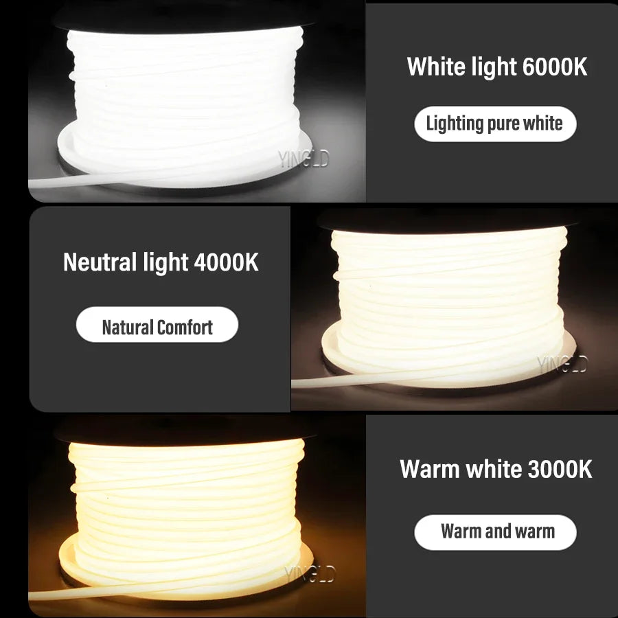 High Bright 220V COB LED Strip Light 110v Switch/Dimmable RA90 Flexible Neon Tape Kitchen Cabinet  lighting Waterproof Garden