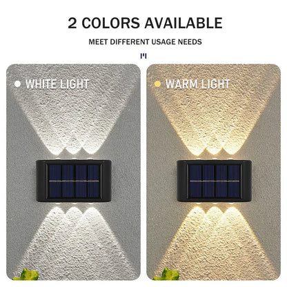 2/6/10 LED Beads Up and Down Light Solar Powered Waterproof Wall Light for Courtyard Garden Carport