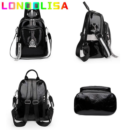 Fashion Sequins Women's Backpack High Quality Bookbag Soft Leather School Bags for Teenagers Girls 3 In 1 Ladies Travel Bagpacks