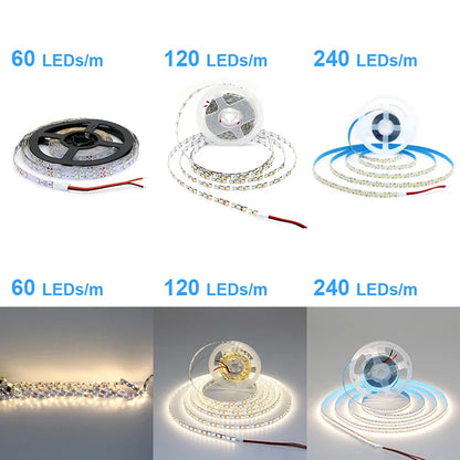 2835 5M 300 600 1200LEDs LED Strip DC12V 24V 120LEDs/m Home Waterproof IP65 Lamp Strip  Flexible And Cuttable Soft Lamp Bar