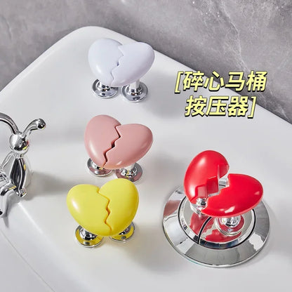 Toilet Presser Heart Shape Handle Love Toilet Press Button Bathroom Water Tank Buttons Push Switch Bathing Room Tool Accessories