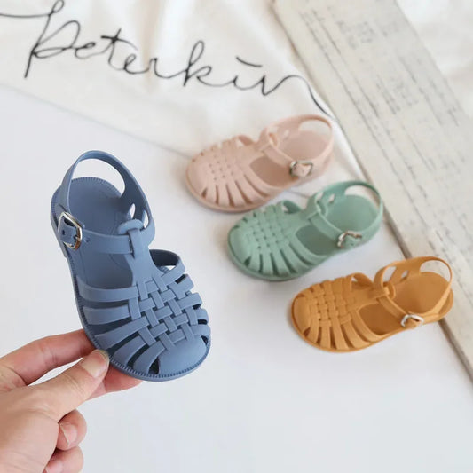 Baby Gladiator Sandals Casual Breathable Hollow Out Roman Shoes PVC Summer Kids Shoes 2024 Beach Children Sandals Girls