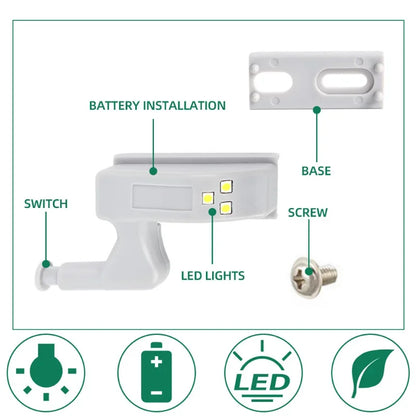 10/1pcs Universal Inner Hinge Lamp Cupboard LED Under Cabinet Light Closet Wardrobe Sensor Light Home Kitchen Night Lights