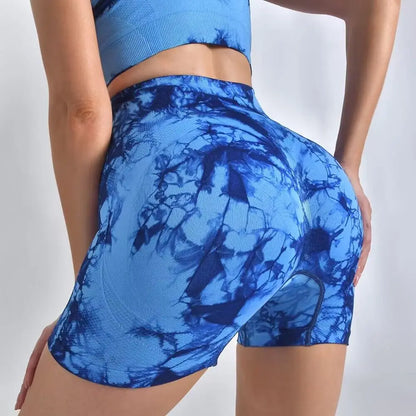 Achieve your fitness goals this season with comfortable Seamless Tie Dye Push Up Yoga Shorts