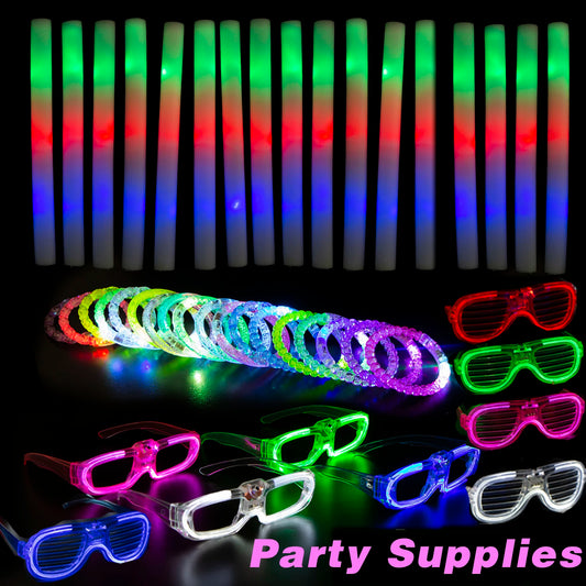 Led Foam Sticks LED Light Up Toys Party Favors Glow in the Dark Party Supplies Neon Sunglasses LED Bracelets Wedding Decoration