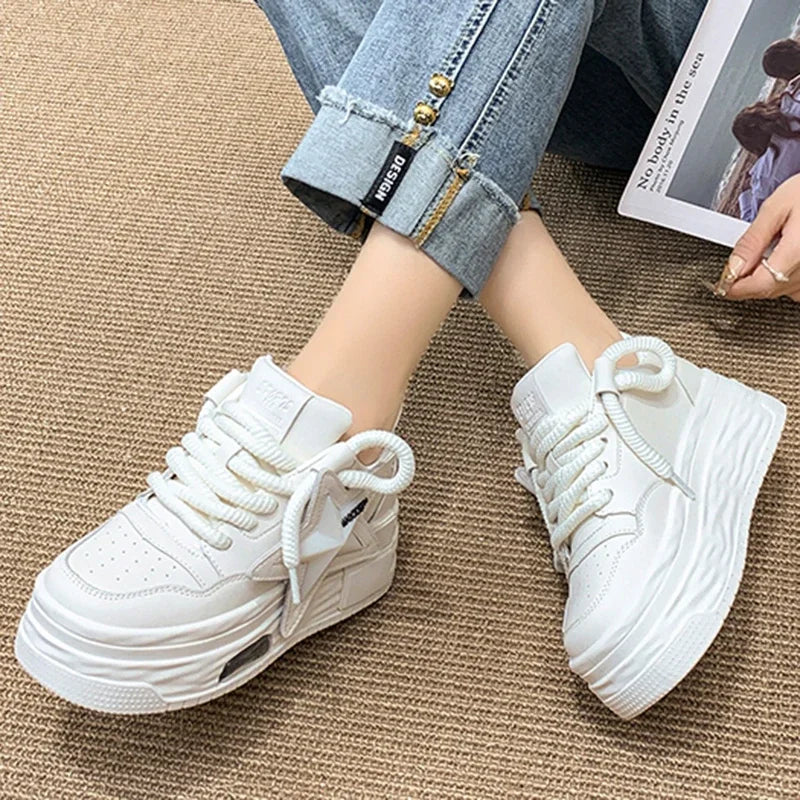 Autumn Women Casual Sneakers Fashion Personalized Stars Shoes 6cm Platform Sports Shoes Outdoor Chunky Jogging Walking Footwear