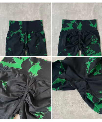 Achieve your fitness goals this season with comfortable Seamless Tie Dye Push Up Yoga Shorts