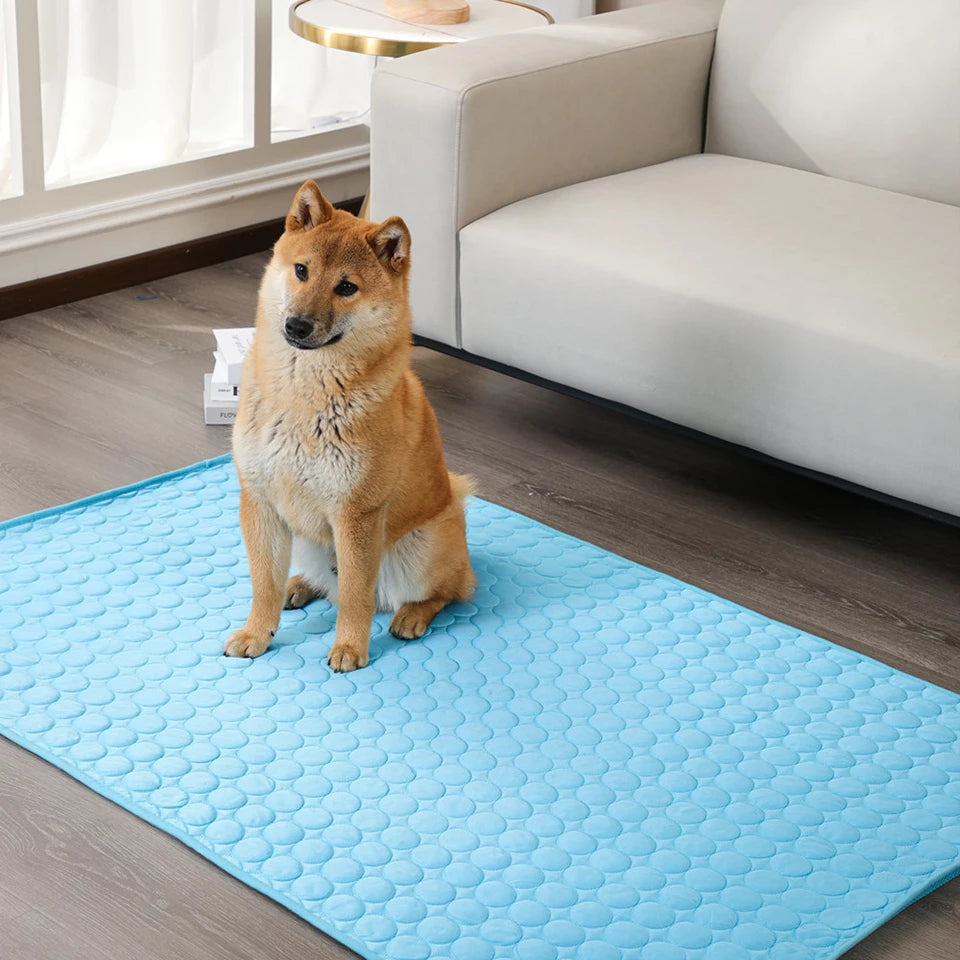 Dog Mat Cooling Summer Pad Mat for Dogs Cat Washable Puppy Big Dog Ice Gel Bed Mattress Cool Mascotas Cushion Blanket