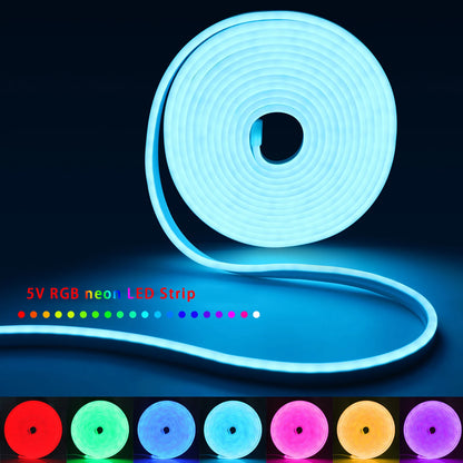 5V USB RGB Neon LED Strip Light,1/2/3/4/5M Waterproof Neon Strip With Bluetooth App and Remote Control For Home Decor Lighting