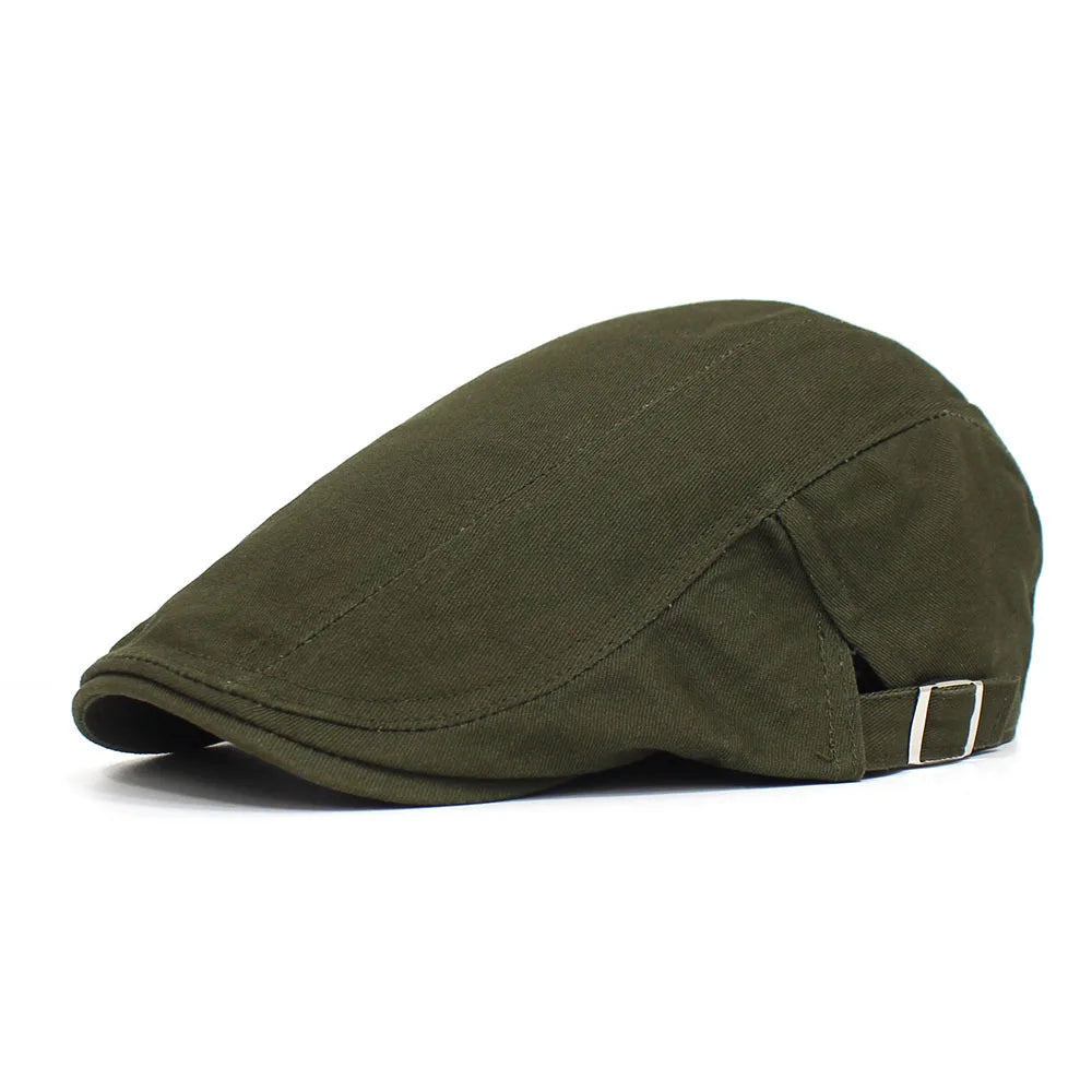 Solid color cotton front cap men's casual cap classic beret