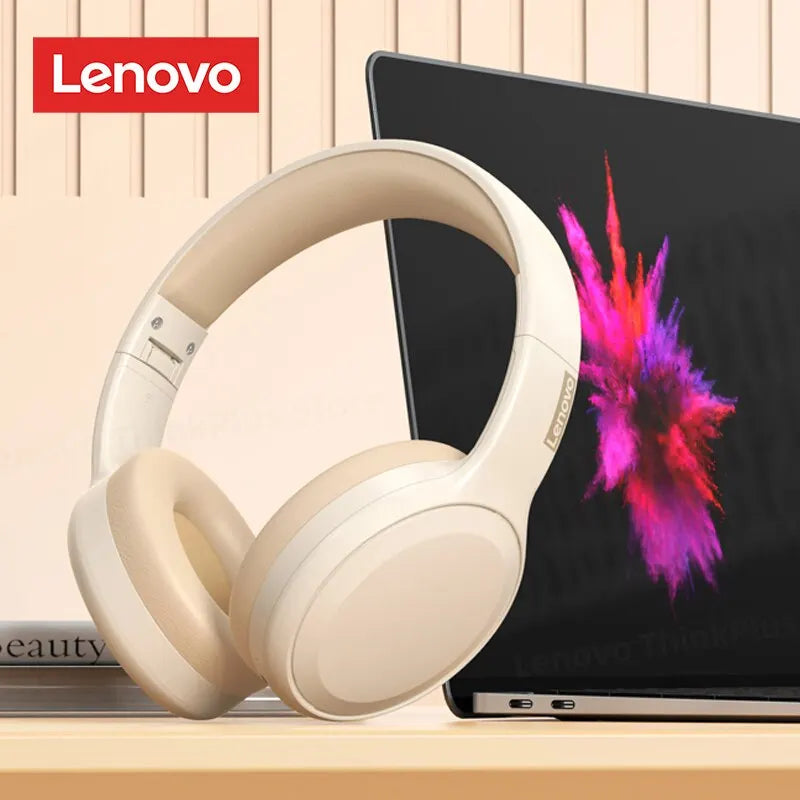 Lenovo TH30 Wireless Bluetooth 5.3 Headphones - Foldable Gaming Headset with Mic & 250mAh Battery